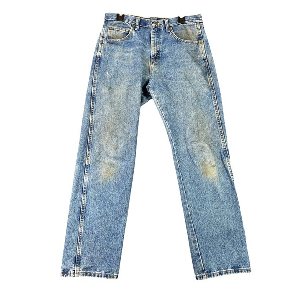 Wrangler Other - Wrangler Jeans‎ Mens 32x32 Blue Rugged Wear Straight Fit Vintage Fade USA Fabric